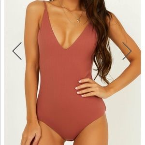 Showpo Falling to Pieces bodysuit in Rust